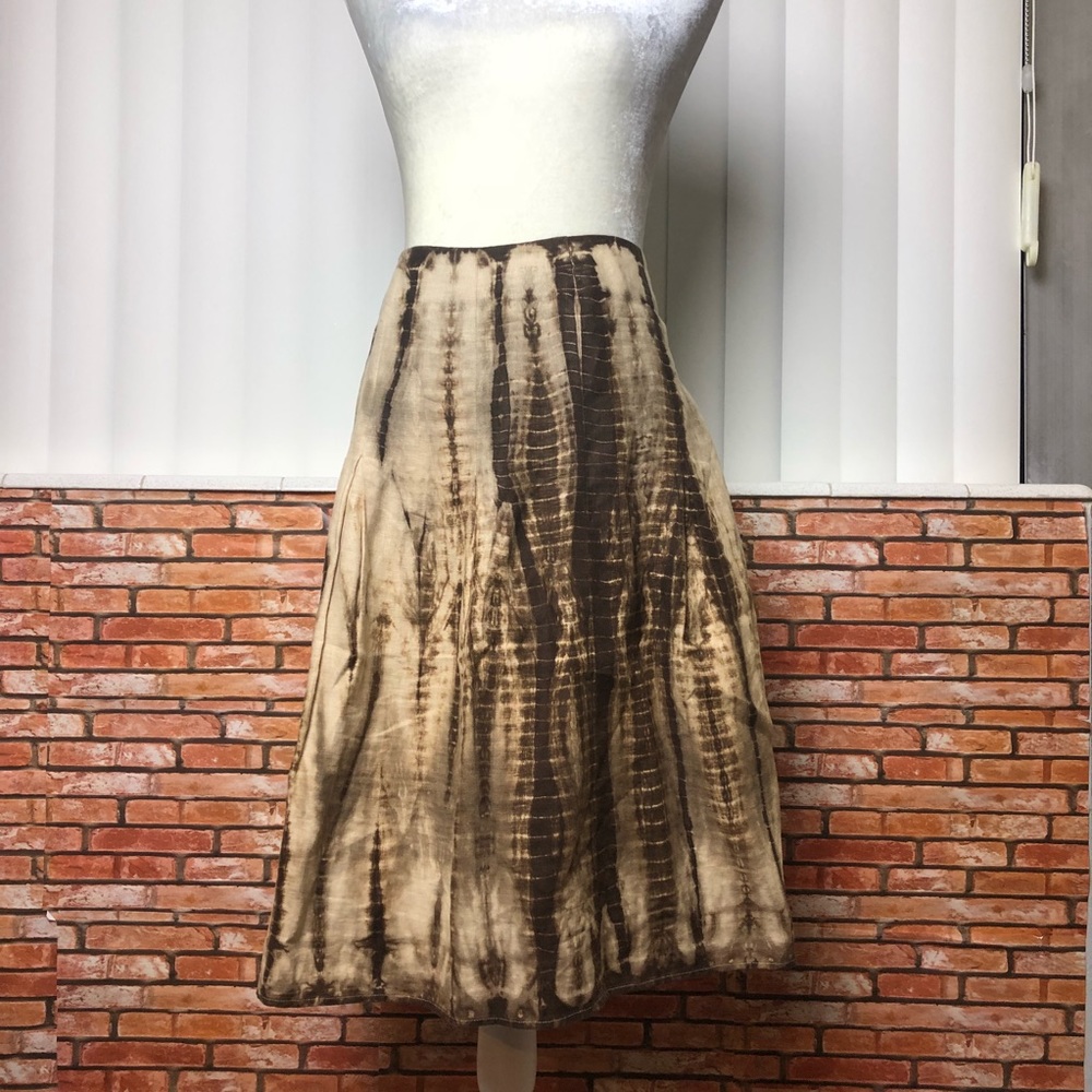 MICHAEL KORS | cream and brown linen skirt